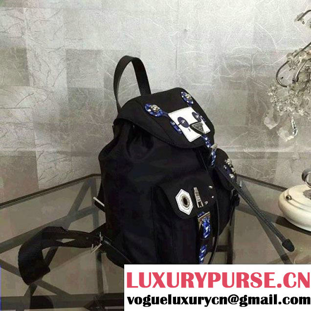 Prada Fabric Robot Backpack 1BZ678 Black (2A137-6060707 )