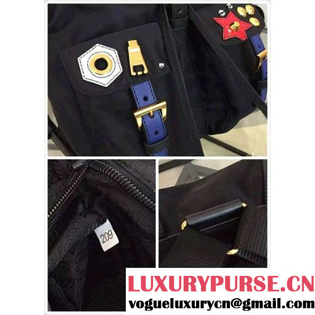 Prada Fabric Robot Backpack 1BZ677 Black (2A137-6060708 )