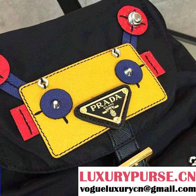 Prada Fabric Robot Backpack 1BZ677 Black (2A137-6060708 )