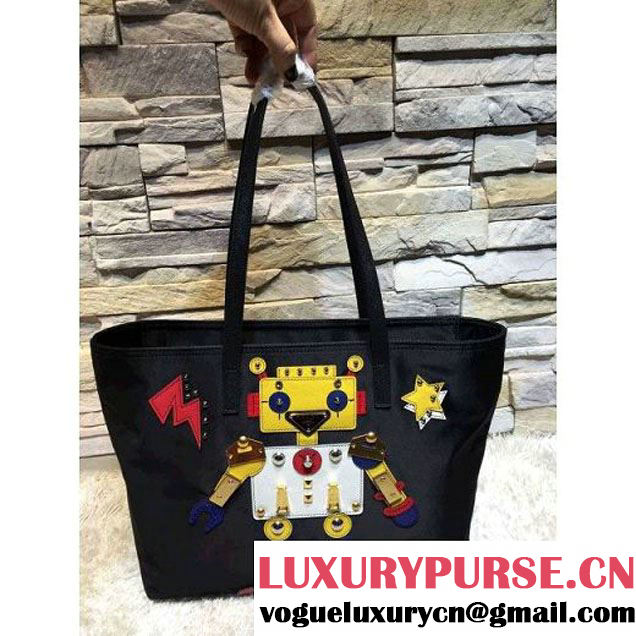 Prada 1BG052 Fabric Tote with Robot 2016 (2A137-6072312 )