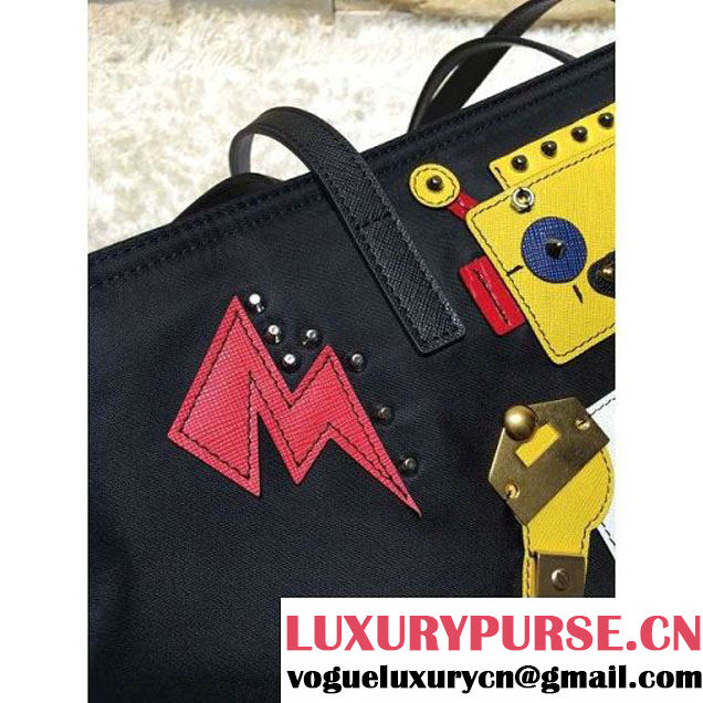 Prada 1BG052 Fabric Tote with Robot 2016 (2A137-6072312 )