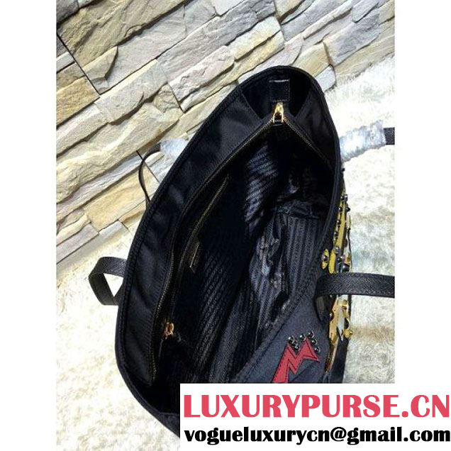 Prada 1BG052 Fabric Tote with Robot 2016 (2A137-6072312 )