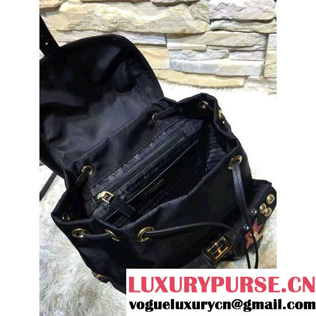 Prada 1BZ677 Fabric Backpack with Robot 2016 (2A016-6072313 )