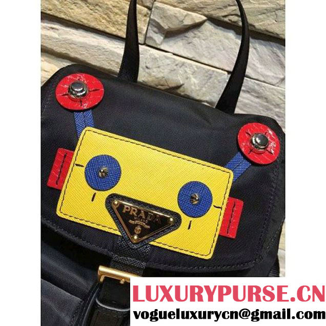 Prada 1BZ677 Fabric Backpack with Robot 2016 (2A016-6072313 )