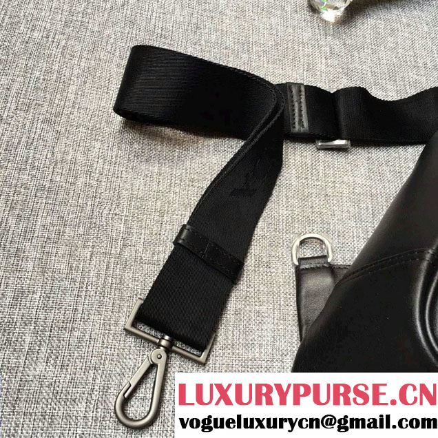 Prada Leather Sling Shoulder Chest Crossbody Bag 662 Black 2016