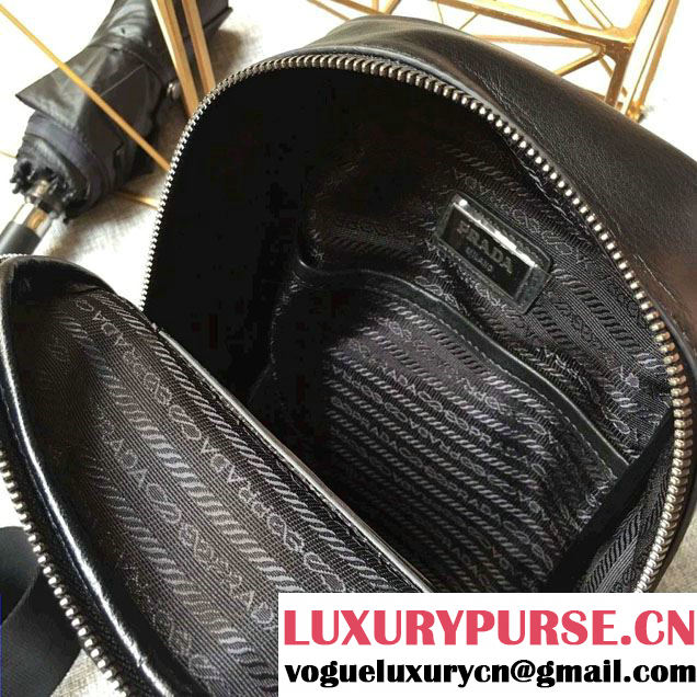Prada Leather Sling Shoulder Chest Crossbody Bag 661 Black 2016