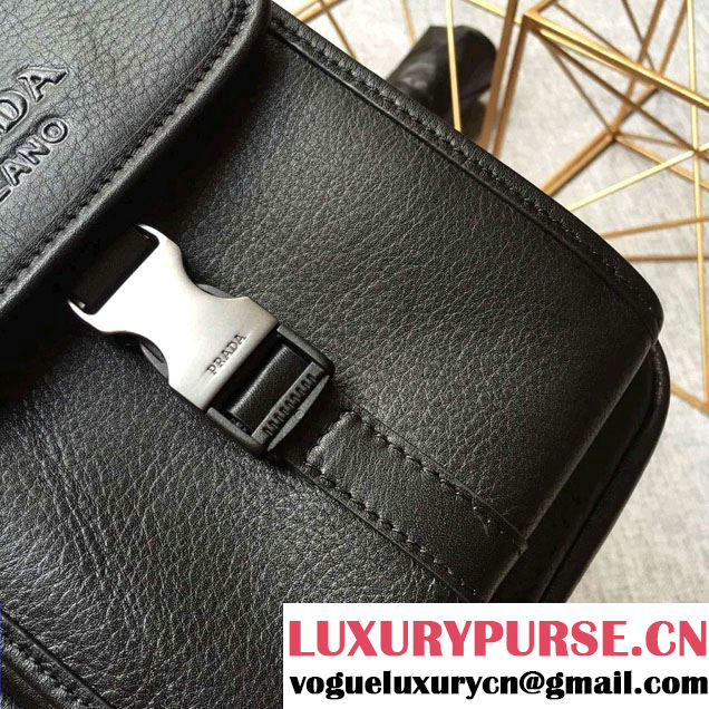 Prada Leather Sling Shoulder Chest Crossbody Bag 661 Black 2016