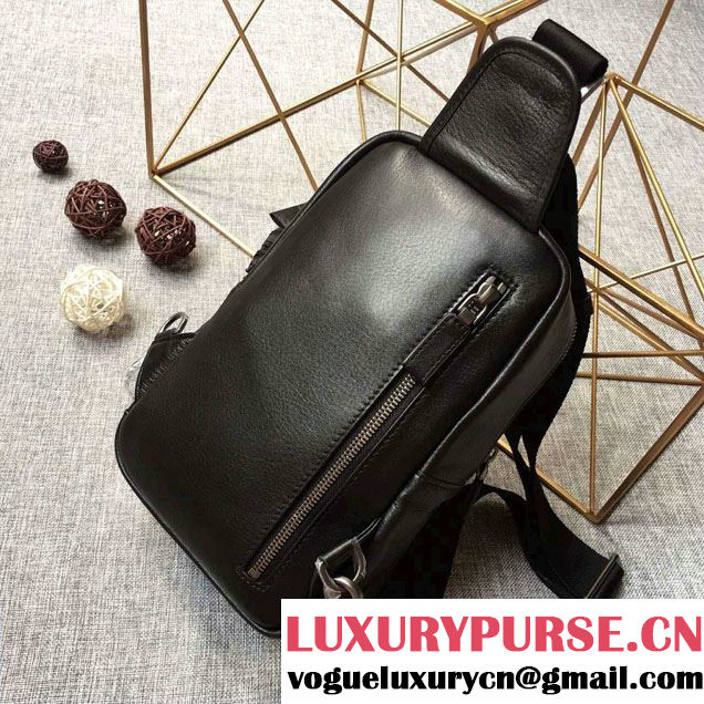 Prada Leather Sling Shoulder Chest Crossbody Bag 661 Black 2016