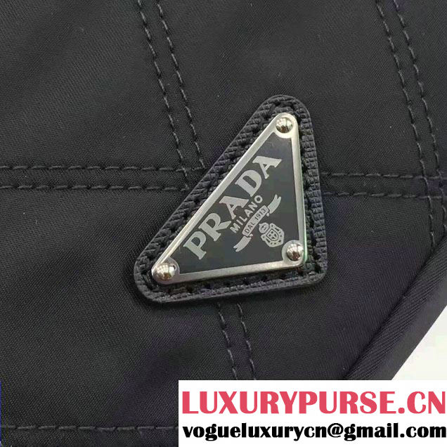 Prada Saffiano Leather Nylon Pouch With Double Top-Stitching Travel Kit 2NE007 Black/Hot Pink 2017