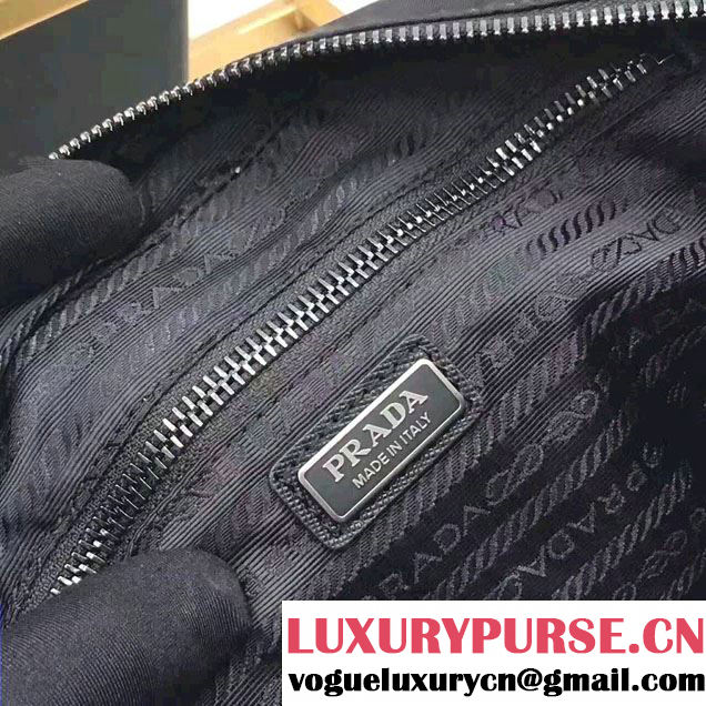 Prada Saffiano Leather Nylon Pouch With Double Top-Stitching Travel Kit 2NE007 Black 2017
