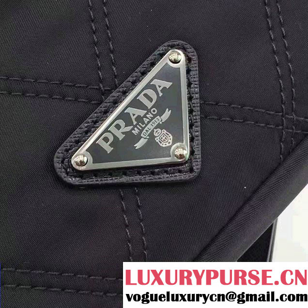 Prada Saffiano Leather Nylon Pouch With Double Top-Stitching Travel Kit 2NE007 Black 2017