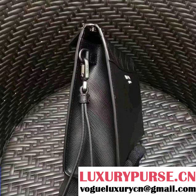 Prada Saffiano Leather Cosmetic Travel Kit Pouch 2NE009 Black 2017 (GYF-7060103 )