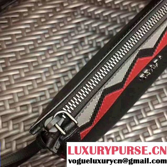 Prada Saffiano Leather Cosmetic Travel Kit Pouch 2NE009 Black/Red 2017 (GYF-7060102 )