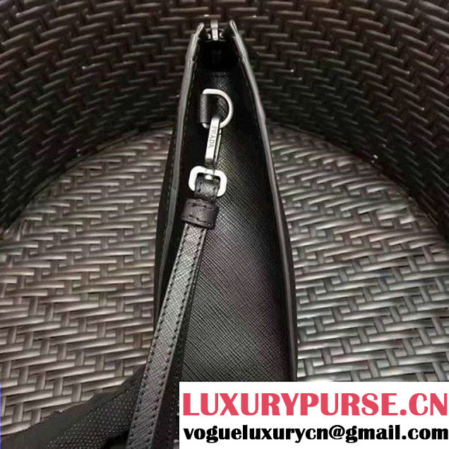 Prada Saffiano Leather Cosmetic Travel Kit Pouch 2NE009 Black/Red 2017 (GYF-7060102 )