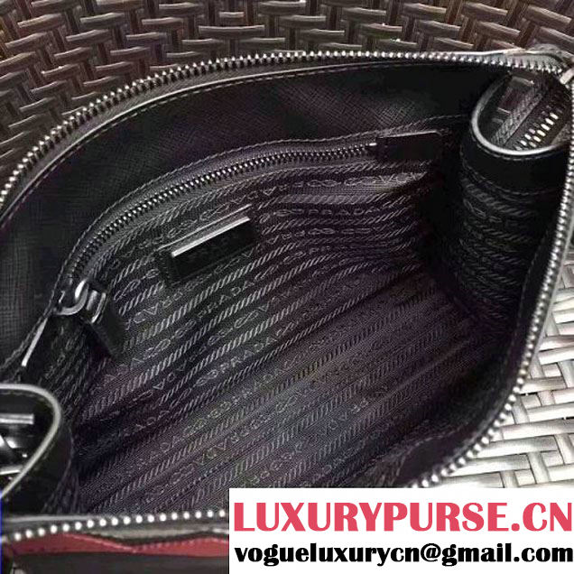 Prada Saffiano Leather Cosmetic Travel Kit Pouch 2NE009 Black/Red 2017 (GYF-7060102 )