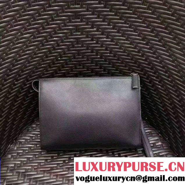 Prada Saffiano Leather Cosmetic Travel Kit Pouch 2NE009 Black/Red 2017 (GYF-7060102 )