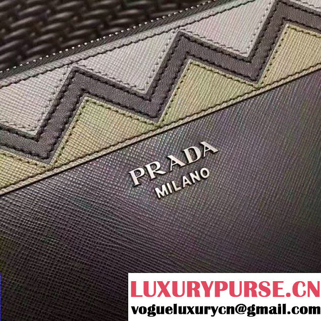 Prada Saffiano Leather Cosmetic Travel Kit Pouch 2NE009 Black/Yellow 2017 (GYF-7060101 )