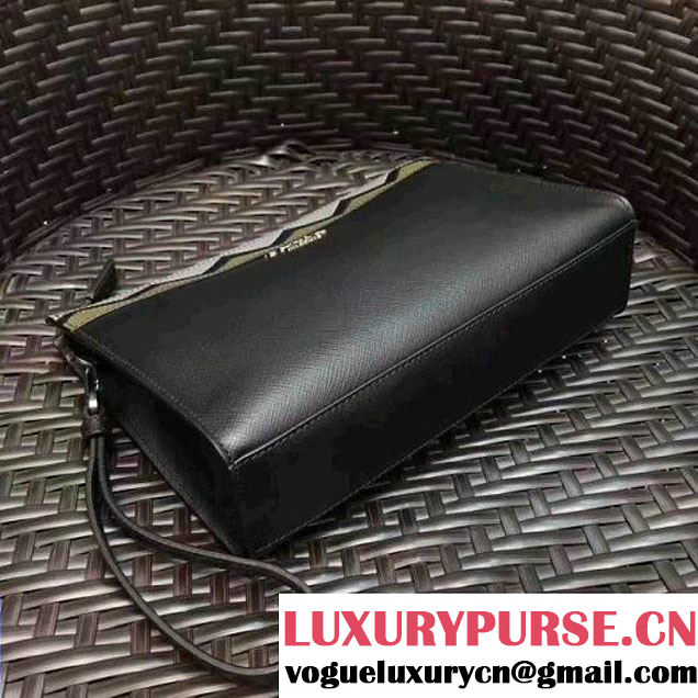Prada Saffiano Leather Cosmetic Travel Kit Pouch 2NE009 Black/Yellow 2017 (GYF-7060101 )