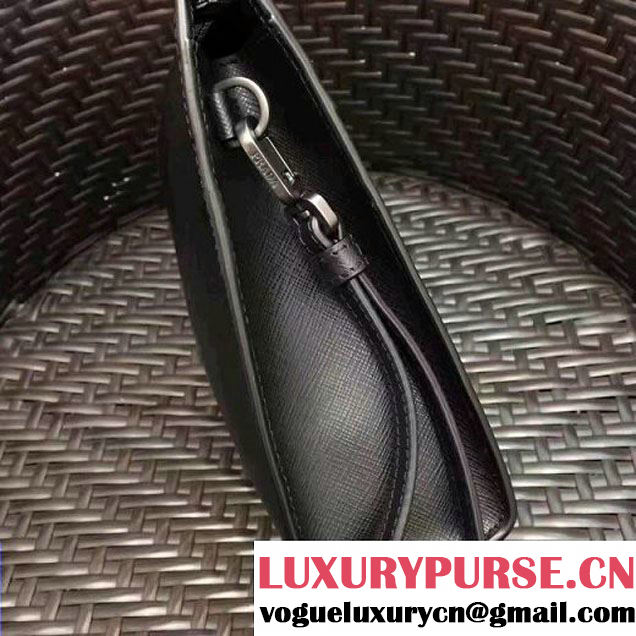 Prada Saffiano Leather Cosmetic Travel Kit Pouch 2NE009 Black/Yellow 2017 (GYF-7060101 )