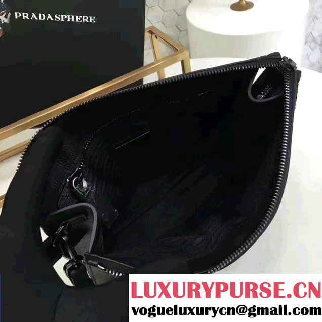 Prada Saffiano Leather Pouch With Intarsia Details Travel Kit 2NE009 Black 2017