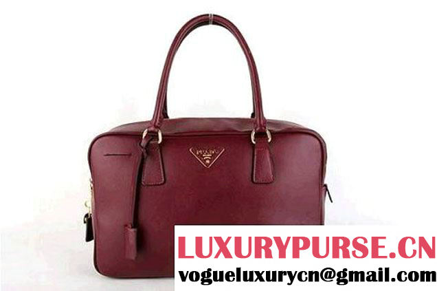 Prada Saffiano Calf Leather Top Handle Bag BL094L Bordeaux