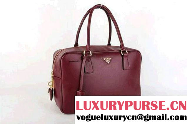Prada Saffiano Calf Leather Top Handle Bag BL094L Bordeaux  