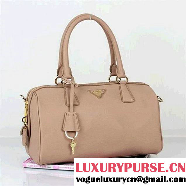 Hot Sell Prada Saffiano Lux Calf Leather Top Handle Bag BN0796 Light Apricot