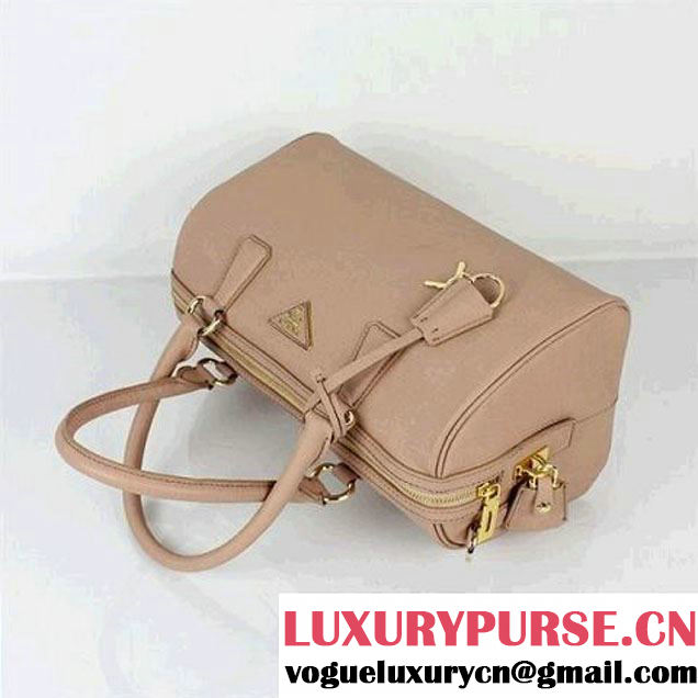Hot Sell Prada Saffiano Lux Calf Leather Top Handle Bag BN0796 Light Apricot  