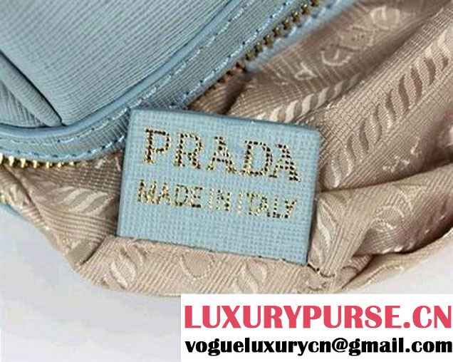 Fashion Prada Saffiano Lux Calf Leather Top Handle Bag BN0796 Light Blue  