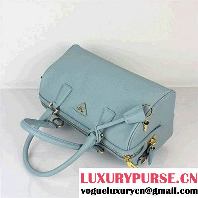 Fashion Prada Saffiano Lux Calf Leather Top Handle Bag BN0796 Light Blue  