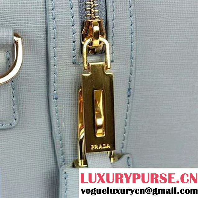 Fashion Prada Saffiano Lux Calf Leather Top Handle Bag BN0796 Light Blue  