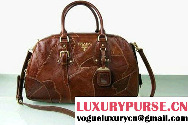 Prada Bowling Bag Bright Leather BL0393 Brown