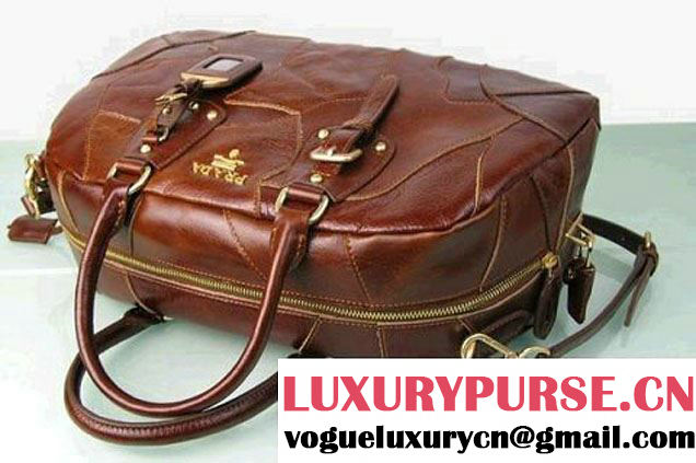 Prada Bowling Bag Bright Leather BL0393 Brown  