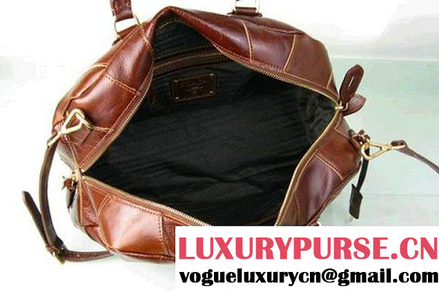 Prada Bowling Bag Bright Leather BL0393 Brown  