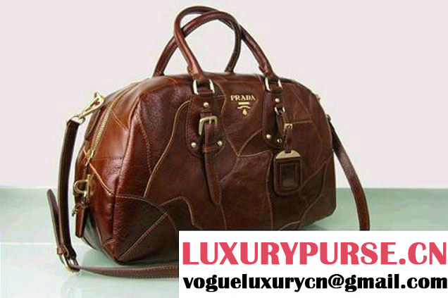 Prada Bowling Bag Bright Leather BL0393 Brown  