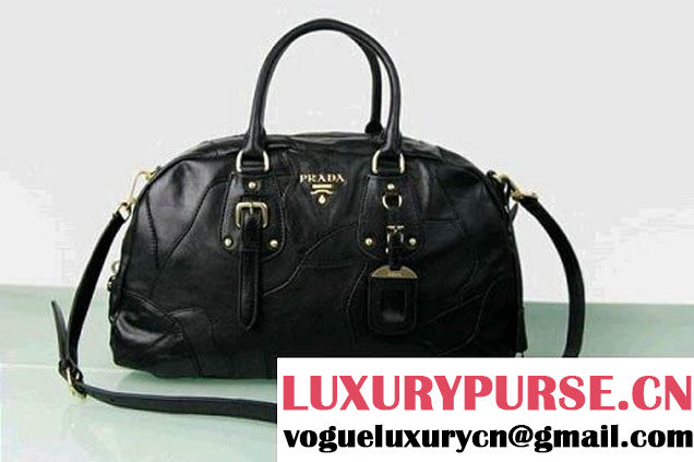 Prada Bowling Bag Bright Leather BL0393 Black