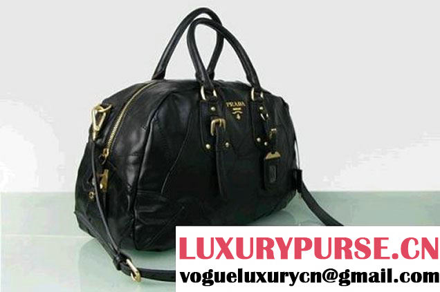 Prada Bowling Bag Bright Leather BL0393 Black  