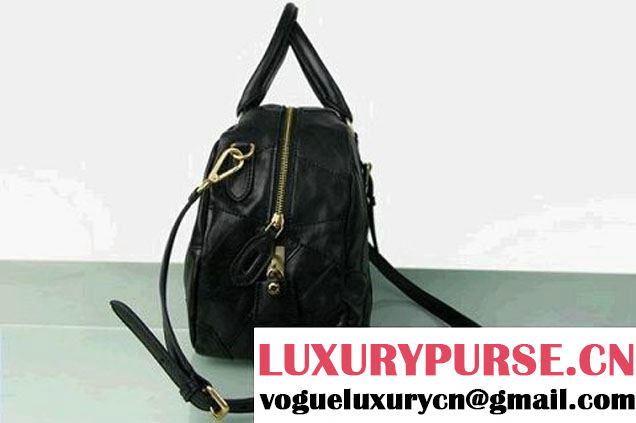 Prada Bowling Bag Bright Leather BL0393 Black  