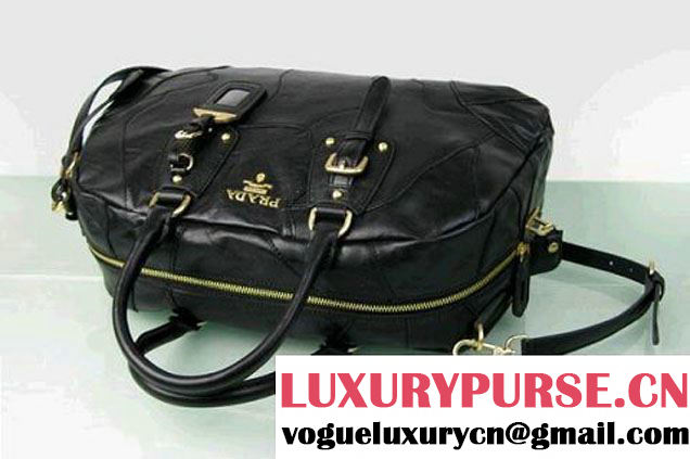 Prada Bowling Bag Bright Leather BL0393 Black  