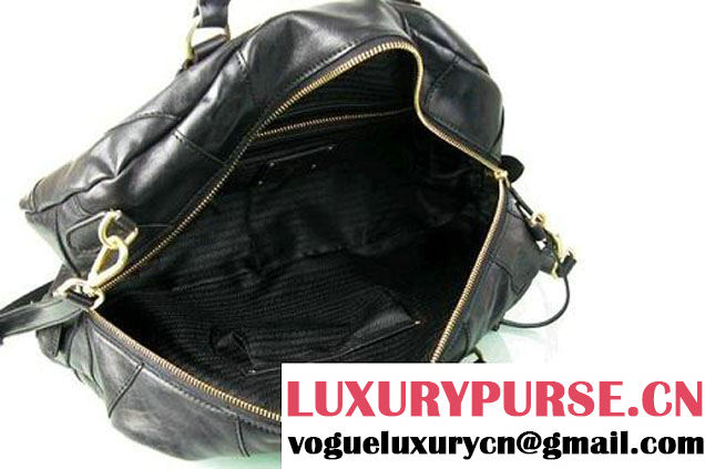 Prada Bowling Bag Bright Leather BL0393 Black  