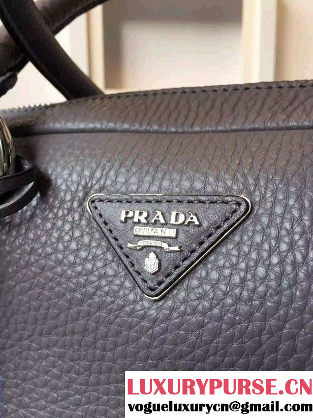 Prada Clemence Leather Boston Tote Bag 0915 Gray 2015