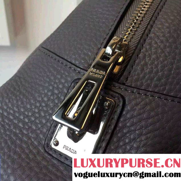Prada Clemence Leather Boston Tote Bag 0915 Gray 2015