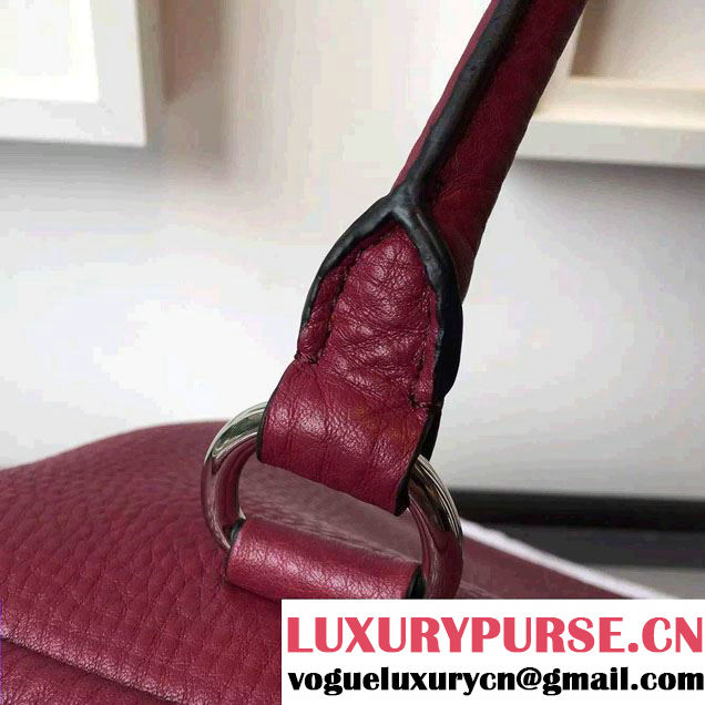 Prada Clemence Leather Boston Tote Bag 0915 Burgundy 2015