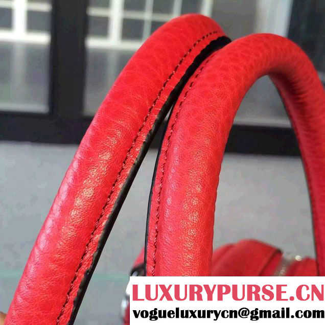 Prada Clemence Leather Boston Tote Bag 0915 Red 2015