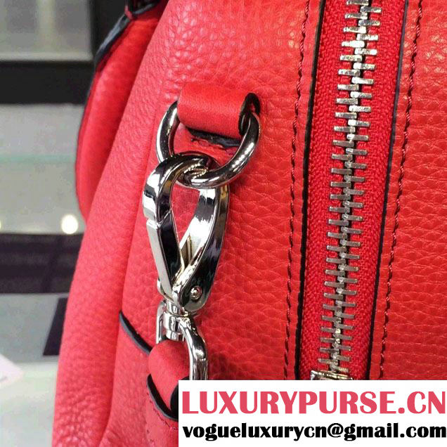 Prada Clemence Leather Boston Tote Bag 0915 Red 2015