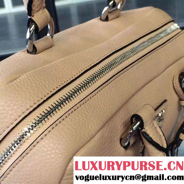 Prada Clemence Leather Boston Tote Bag 0915 Nude Pink 2015