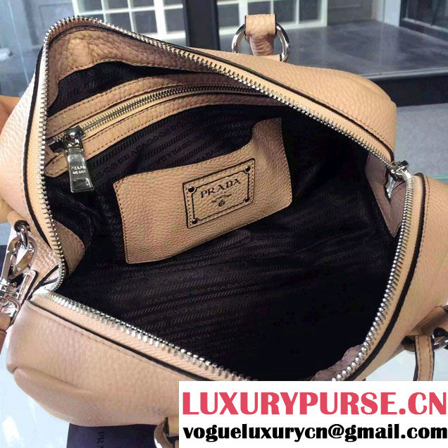 Prada Clemence Leather Boston Tote Bag 0915 Nude Pink 2015