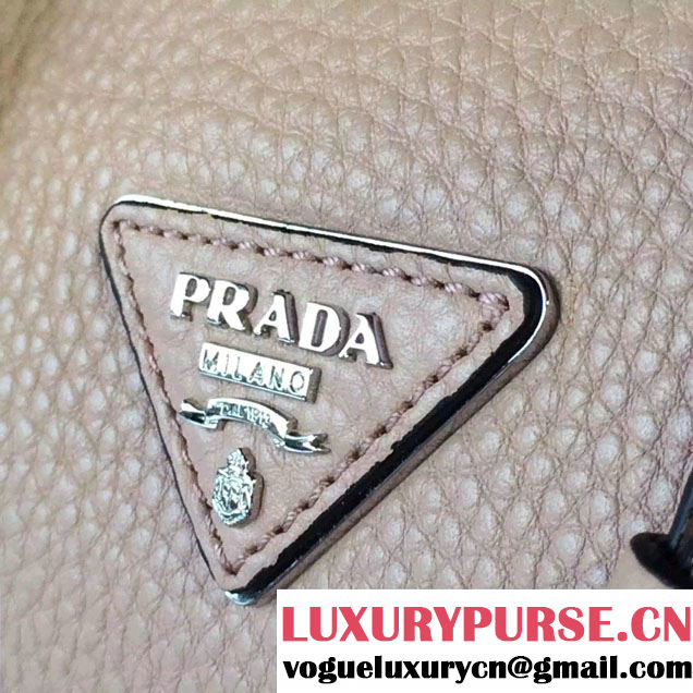 Prada Clemence Leather Boston Tote Bag 0915 Nude Pink 2015
