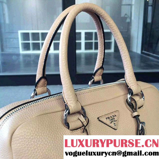 Prada Clemence Leather Boston Tote Bag 0915 Nude Pink 2015
