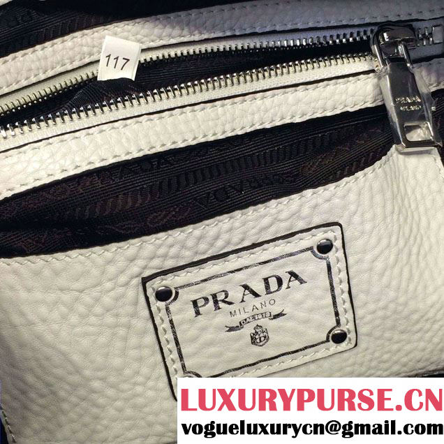 Prada Clemence Leather Boston Tote Bag 0915 White 2015